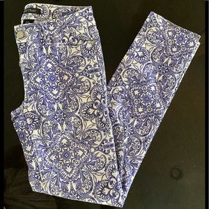 WHBM Damask Print Slim Ankle Stretch Jeans 00R